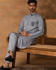 Grey Booti Print Kurta Set