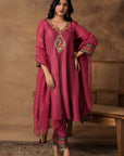 Pink Silk Embroidered Kurta Set