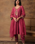 Pink Silk Embroidered Kurta Set