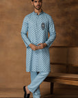 Powder Blue Booti Print Kurta Set