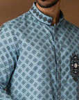 Powder Blue Booti Print Kurta Set