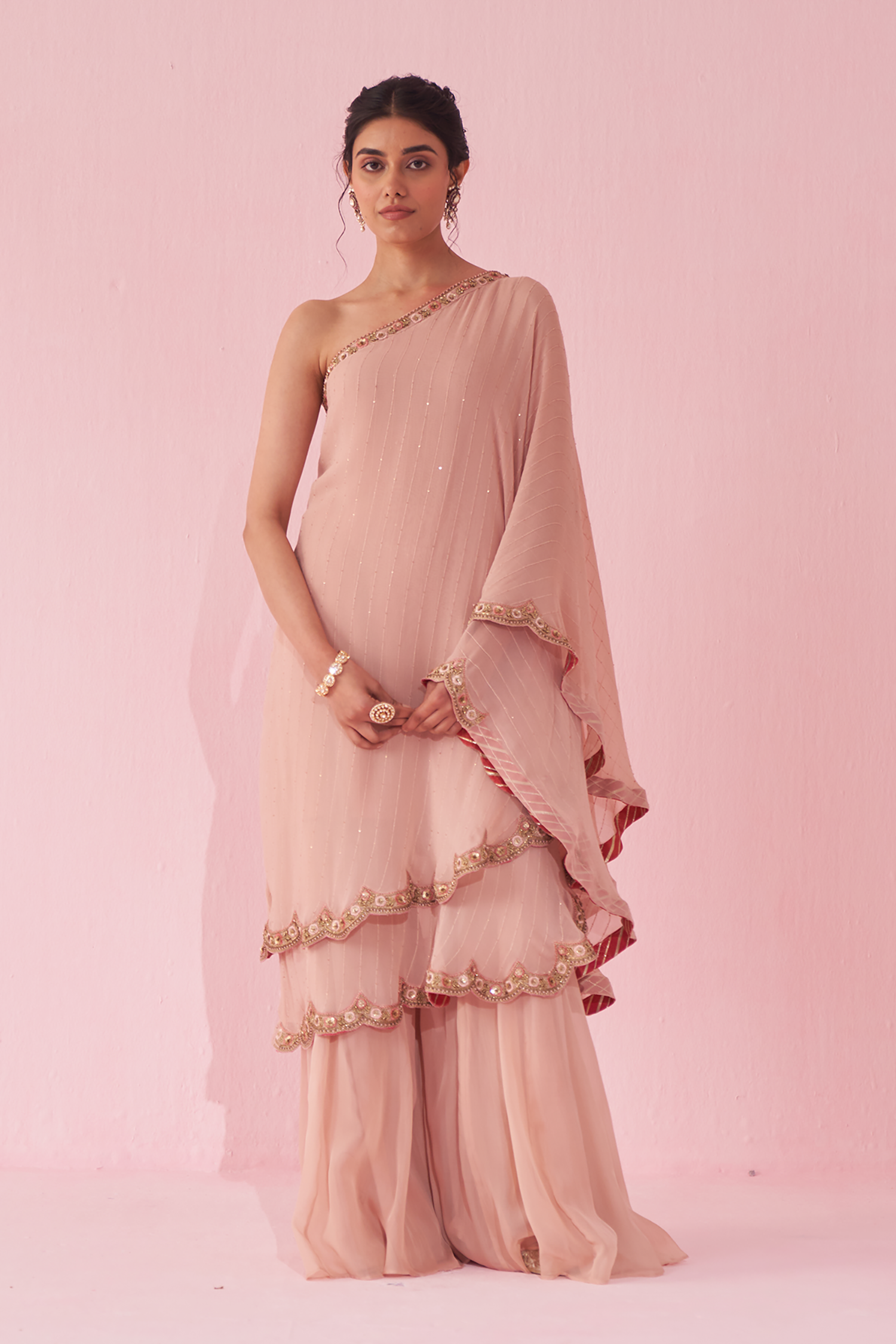 Gulbano Blush Pink Sharara Set