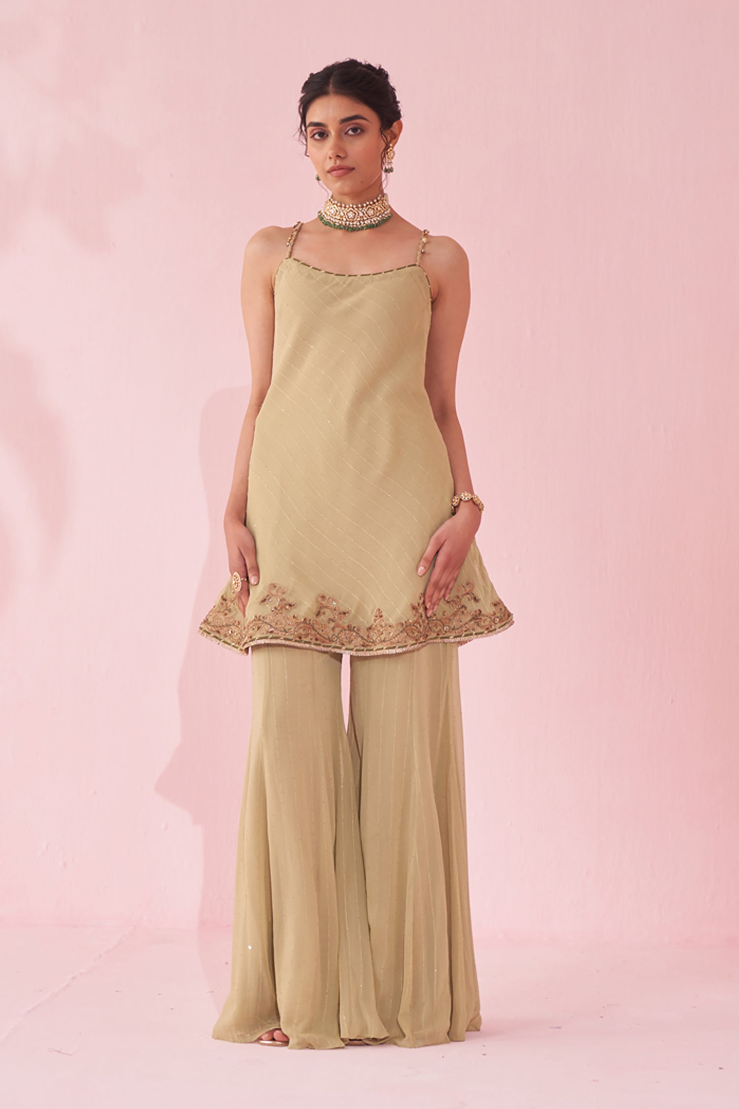 Genda Green Sharara Set