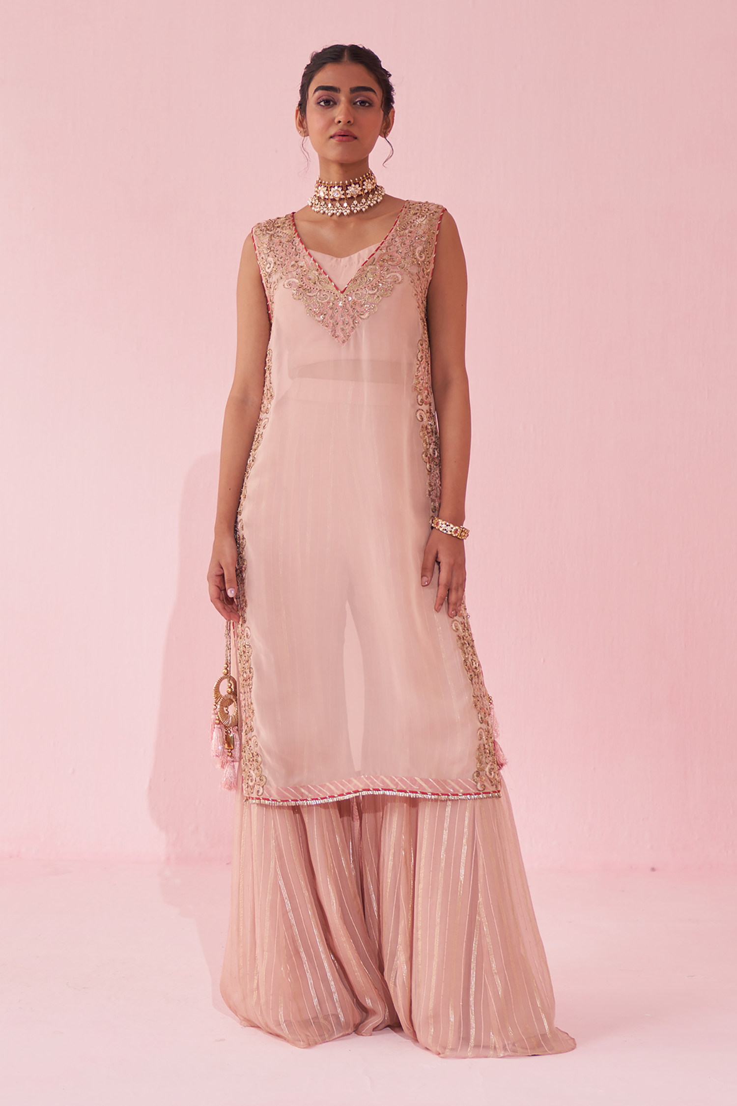 Geetika Blush Pink Sharara Set