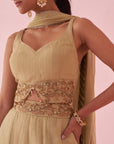 Gul Green Sharara Set
