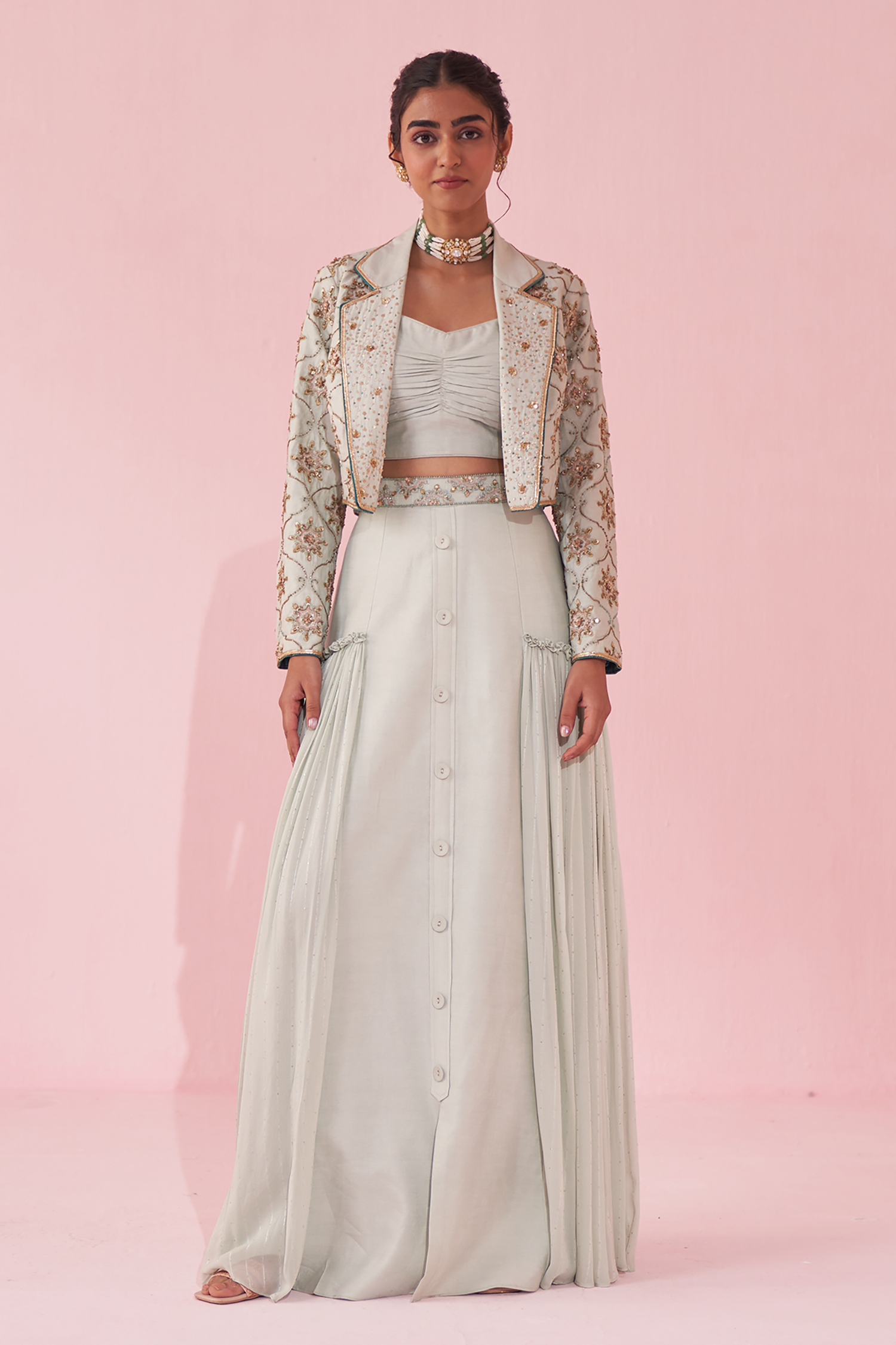 Gaarvi Ice Blue Lehenga Set