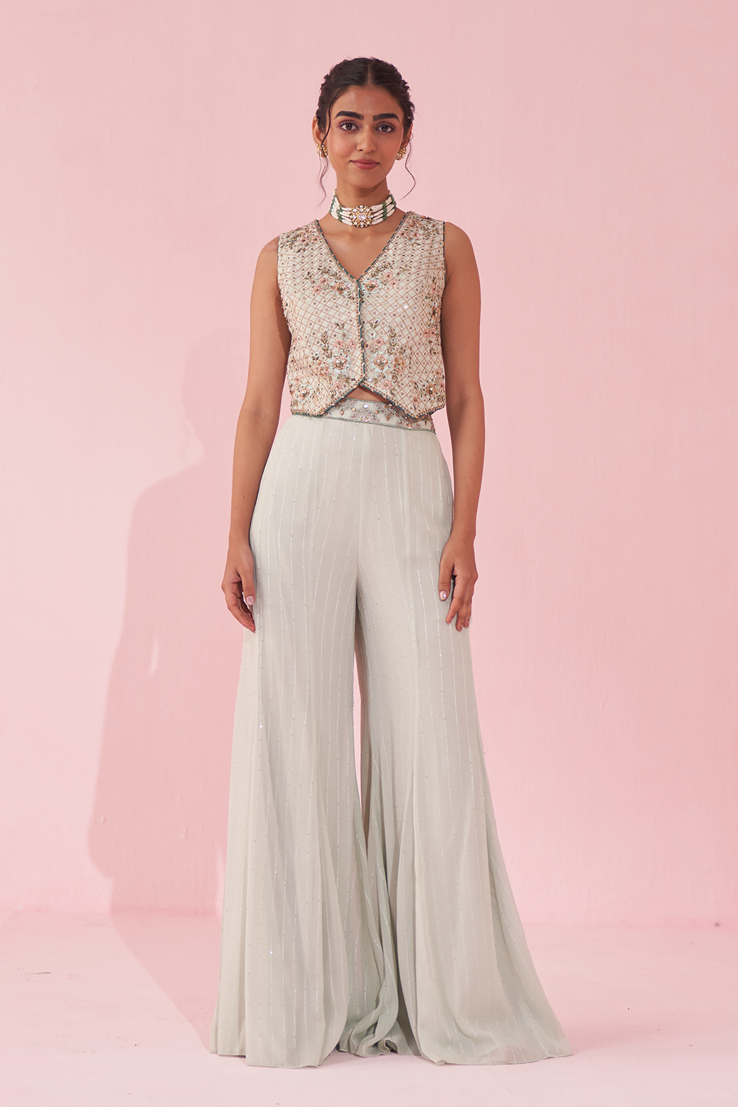 Gurnoor Ice Blue Sharara Set