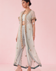 Gohar Ice Blue Cape Set