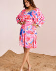 Knee-Length Dress with Embellished Neckline and Dolman Sleeves