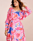Knee-Length Dress with Embellished Neckline and Dolman Sleeves