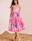 Strapless Tube Balloon Dress with Gathered Waist and Star Embellishment