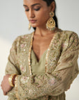 Nisha Green Cape Gharara Set