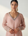 Pakhi Blush Pink Sheer Kurta Pant Set
