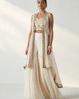 Prisha Ivory Cape Gharara Set