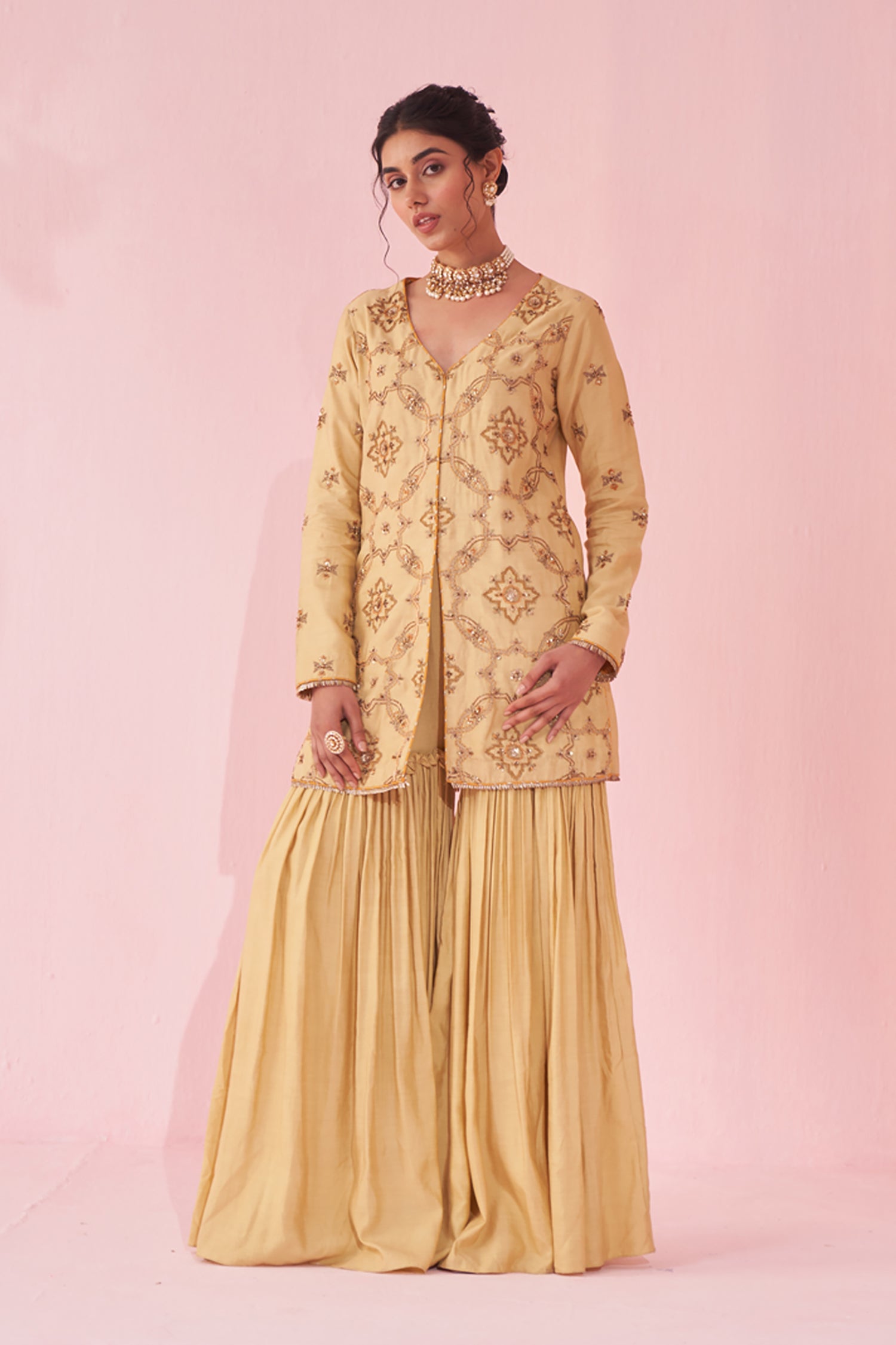 Gazal Yellow Sharara Set