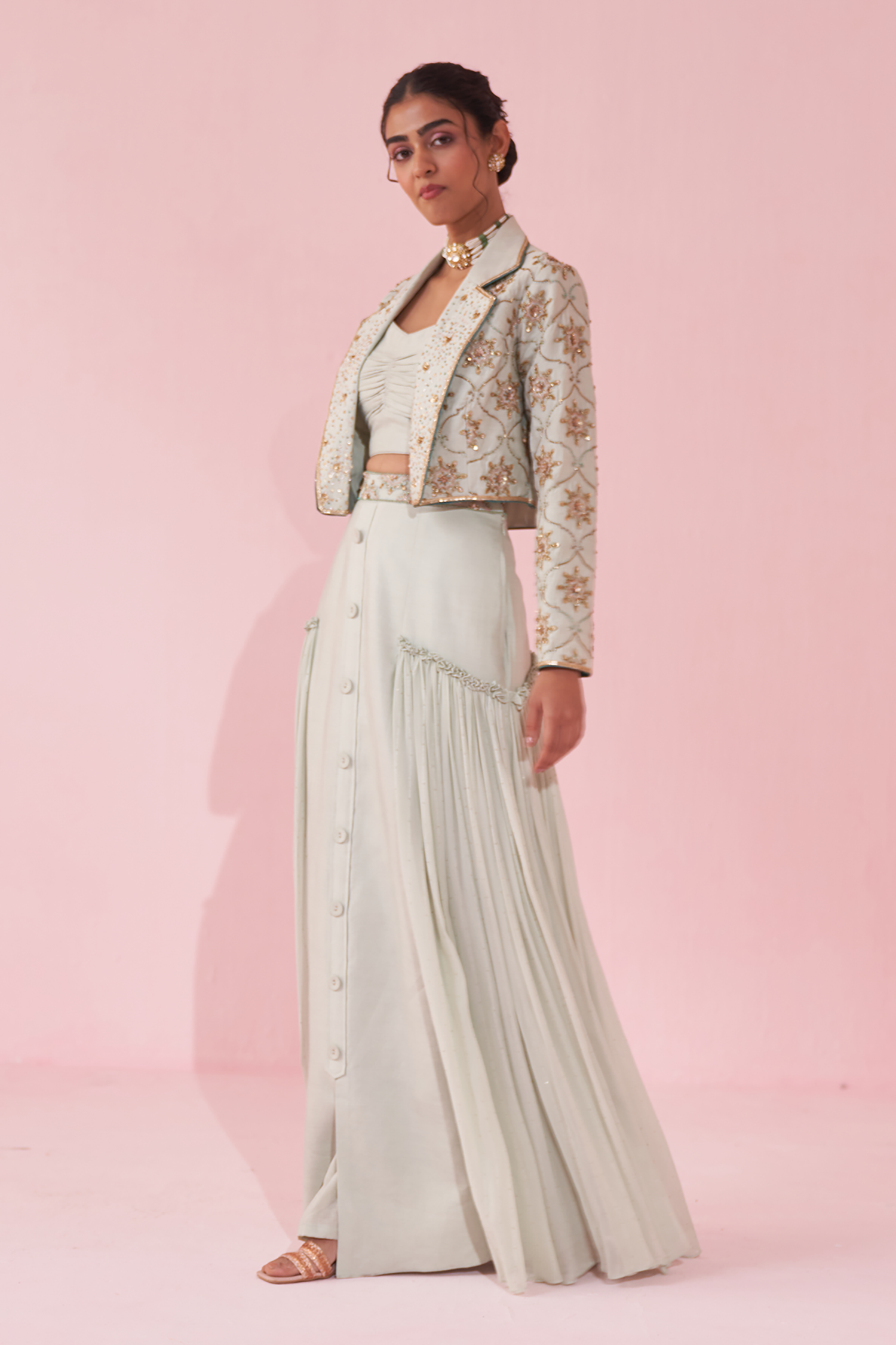 Gaarvi Ice Blue Lehenga Set