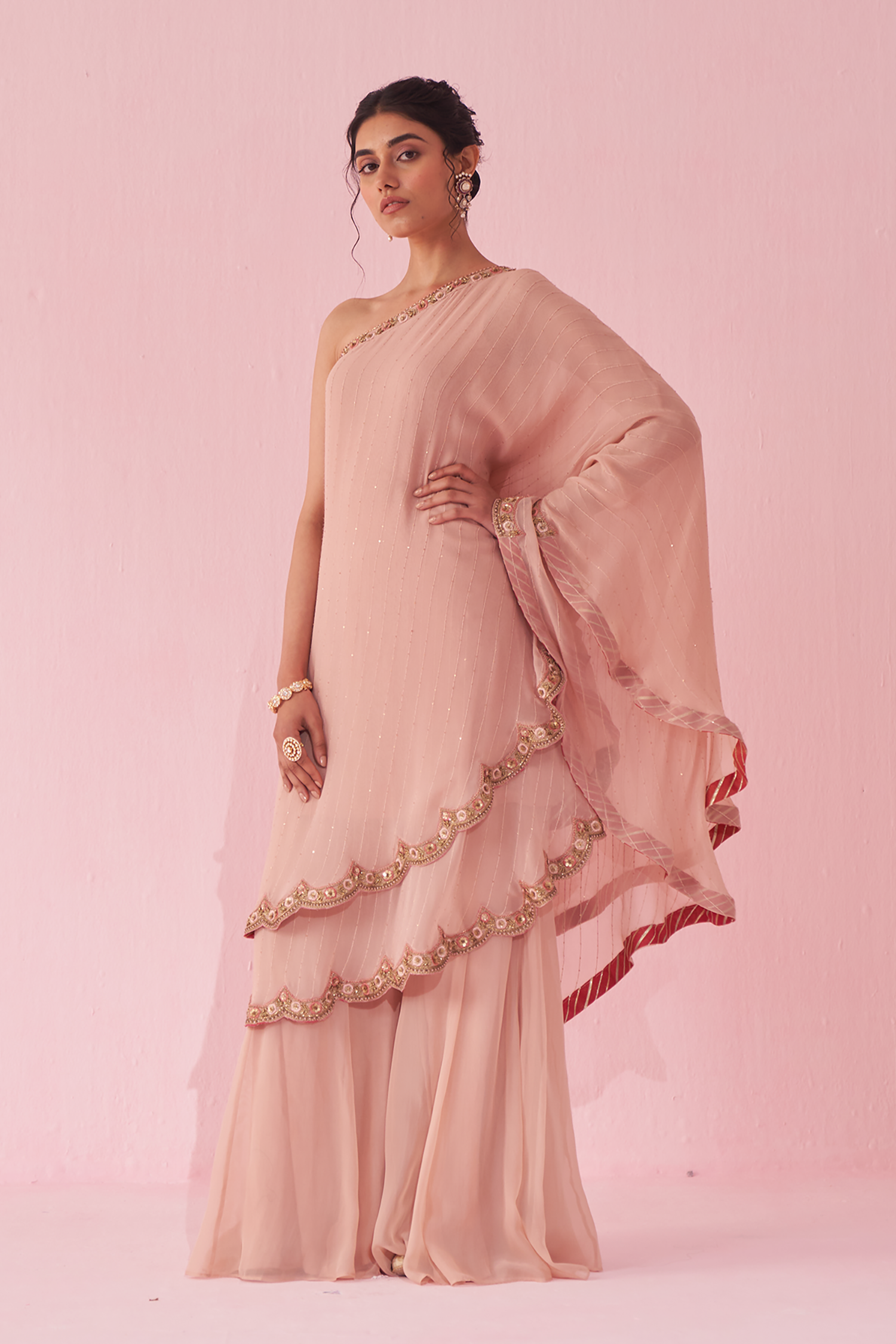 Gulbano Blush Pink Sharara Set