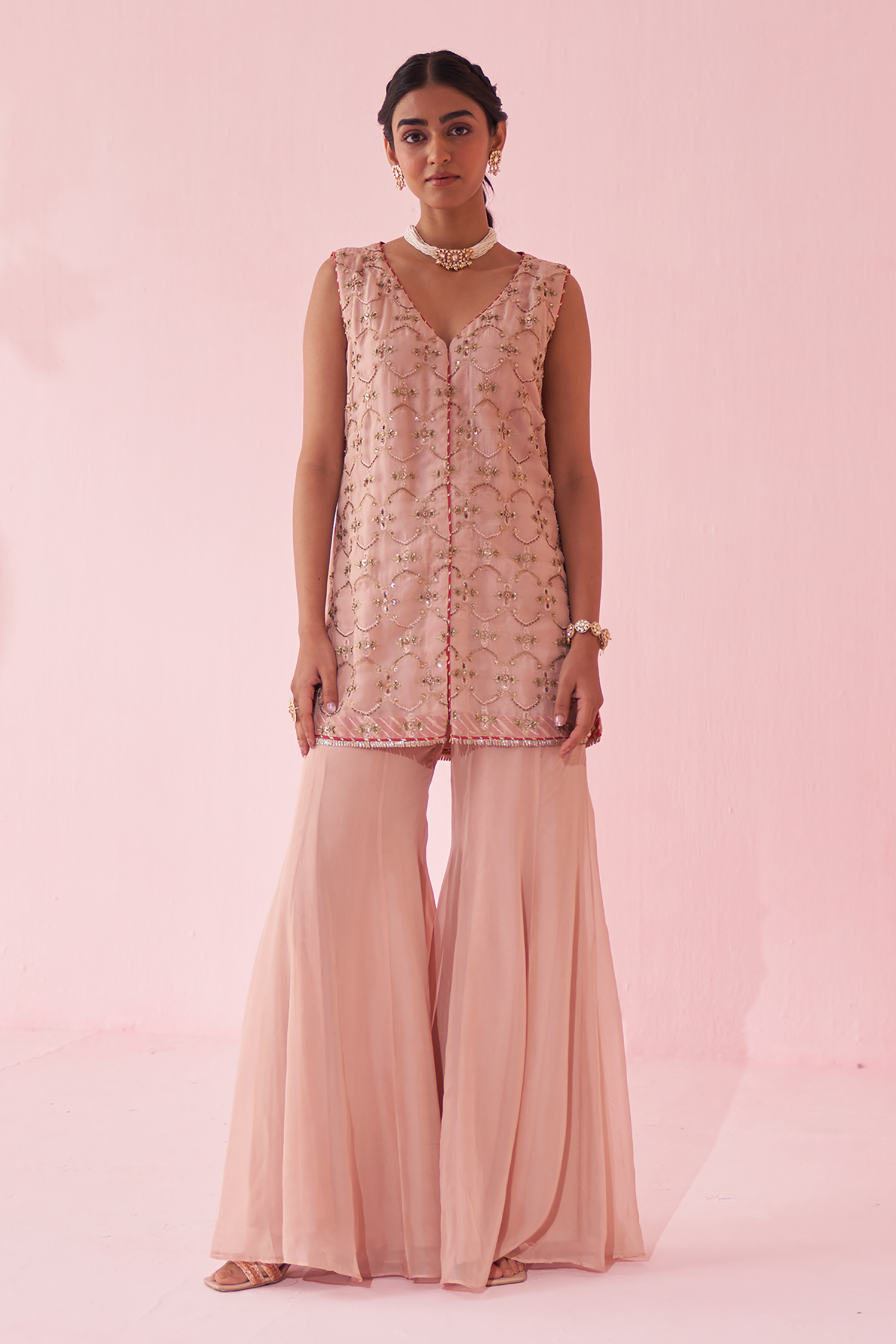 Ghaziya Blush Pink Sharara Set