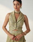 Ridhi Green Gilet Sharara Set