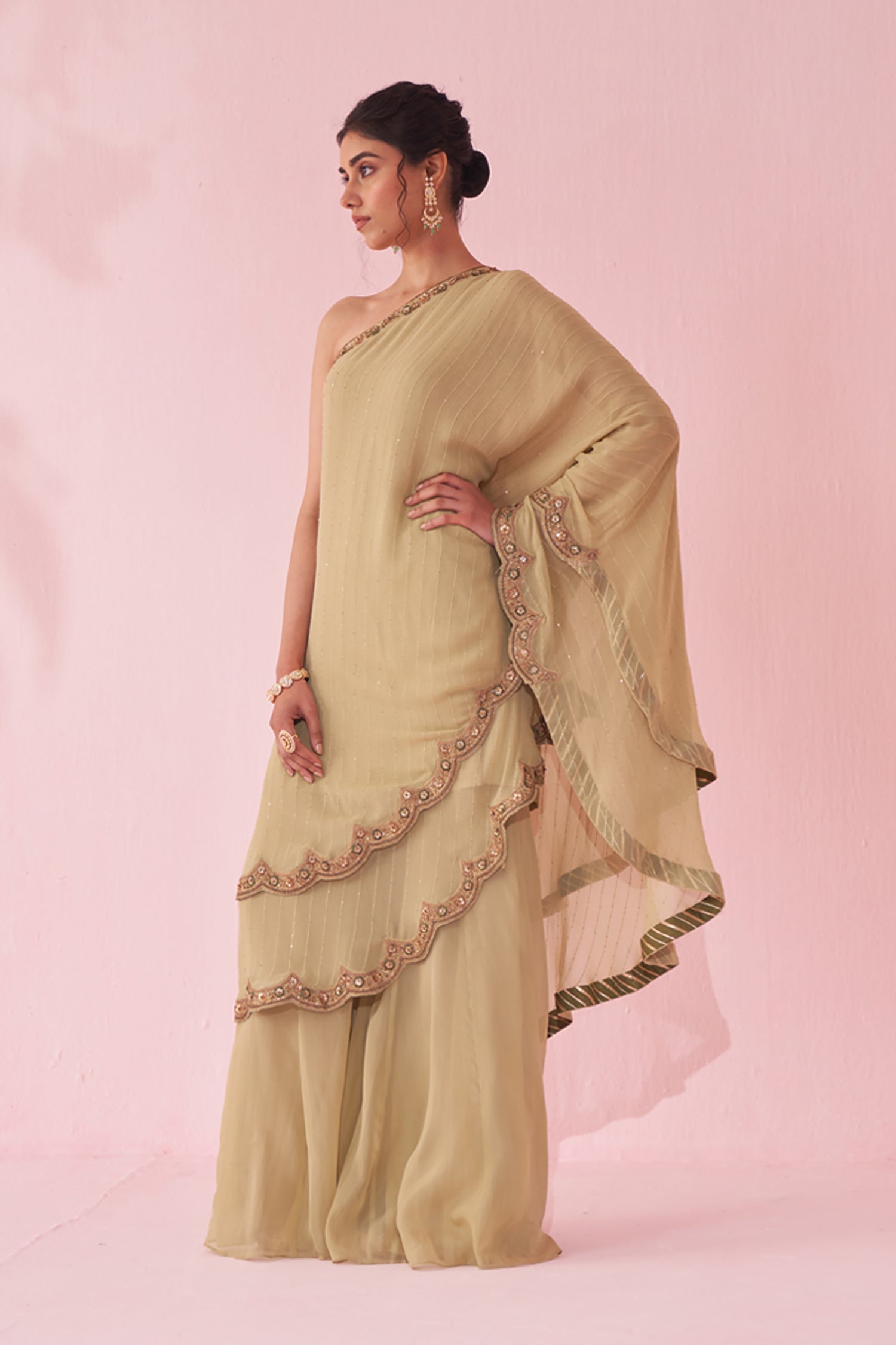 Gulbano Green Sharara Set