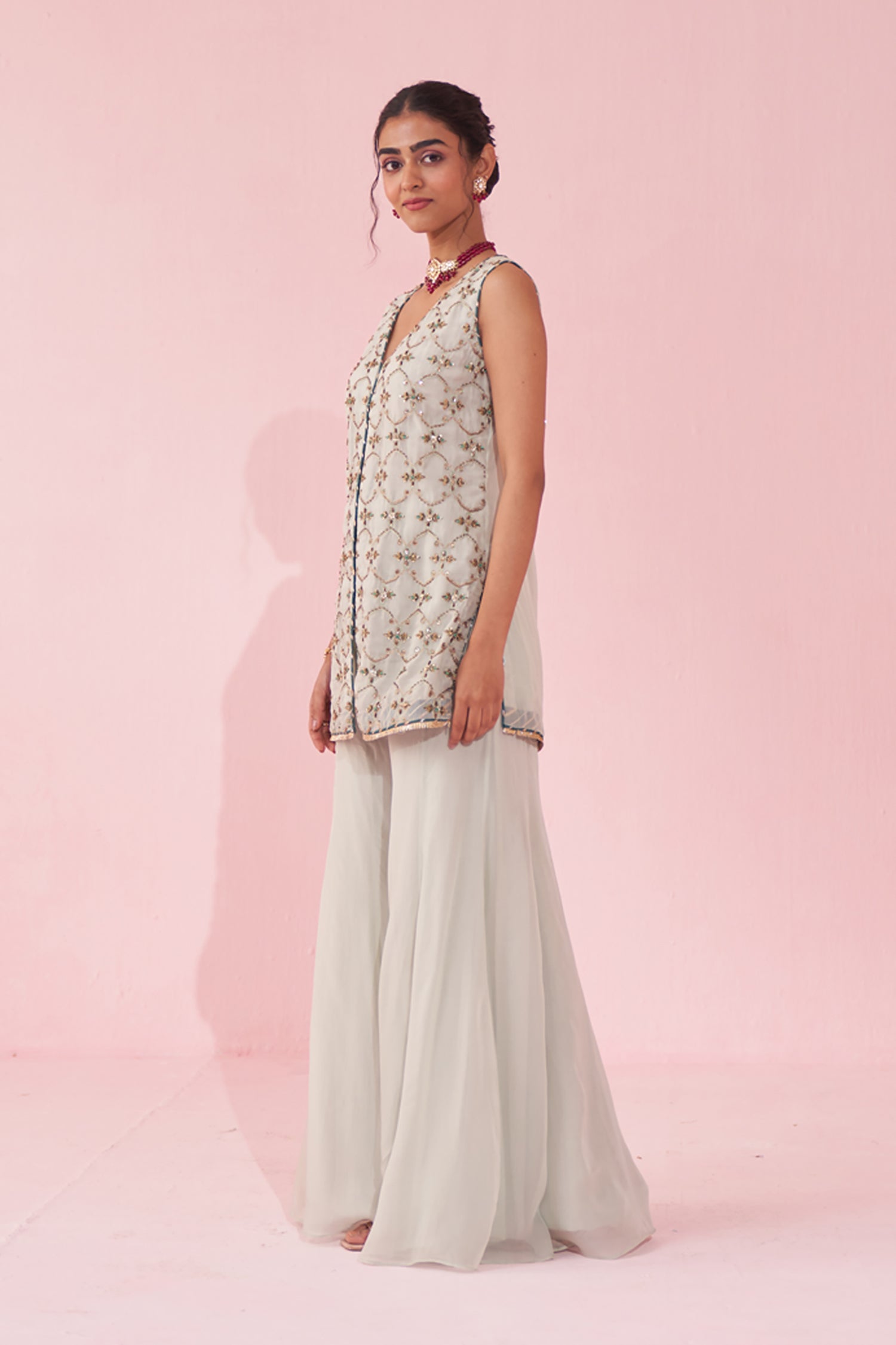 Ghaziya Ice Blue Sharara Set