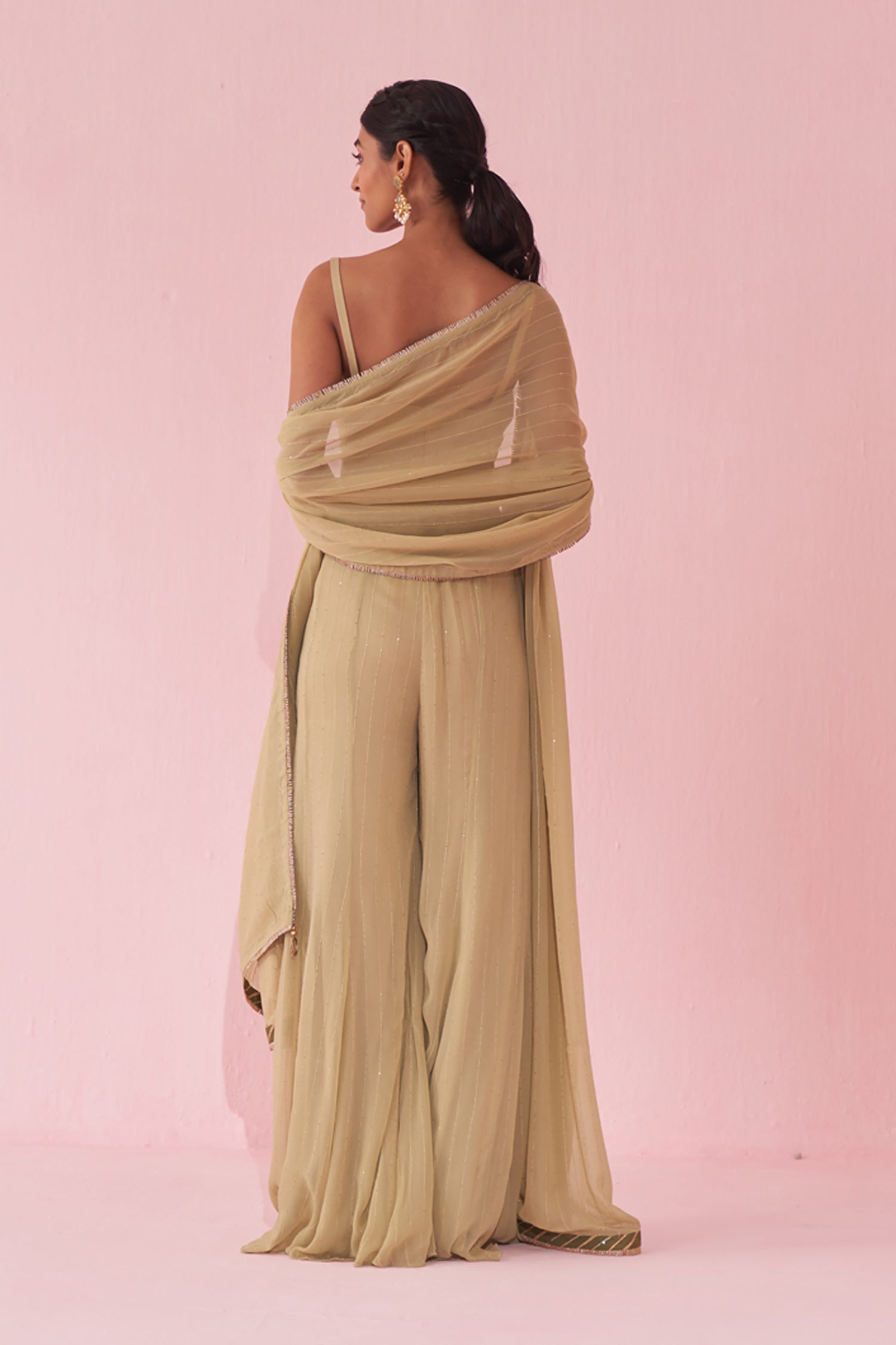 Gul Green Sharara Set