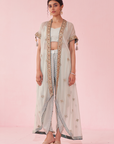 Gohar Ice Blue Cape Set