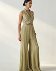 Ridhi Green Gilet Sharara Set