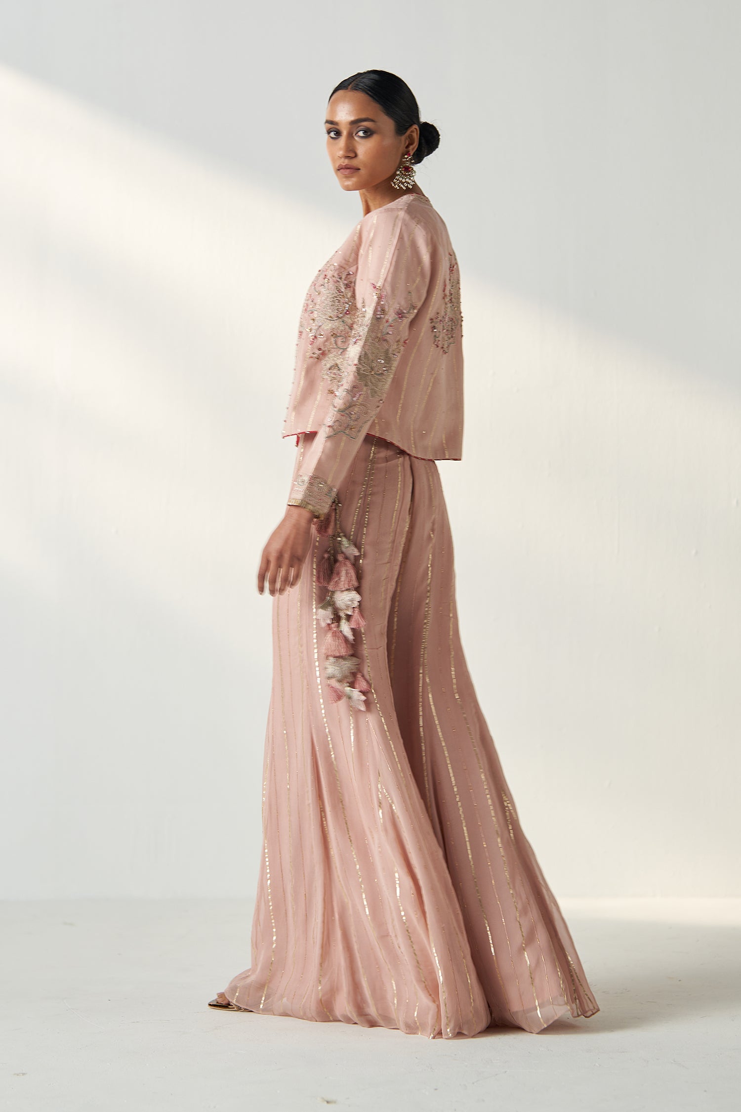 Sadhana Blush Pink Jacket Sharara Set