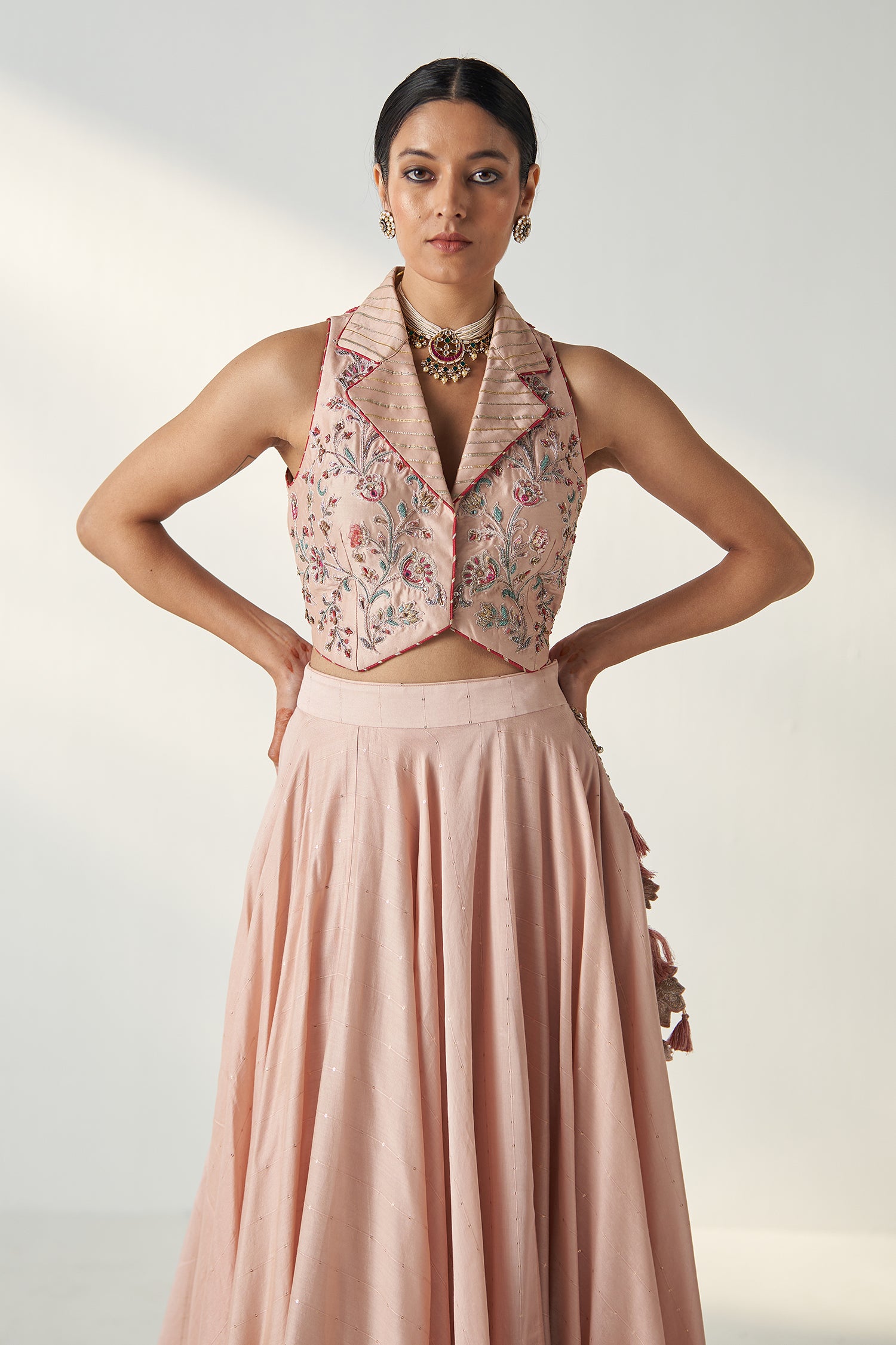 Rajita Blush Pink Gilet Lehenga Set