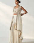 Prisha Ivory Cape Gharara Set
