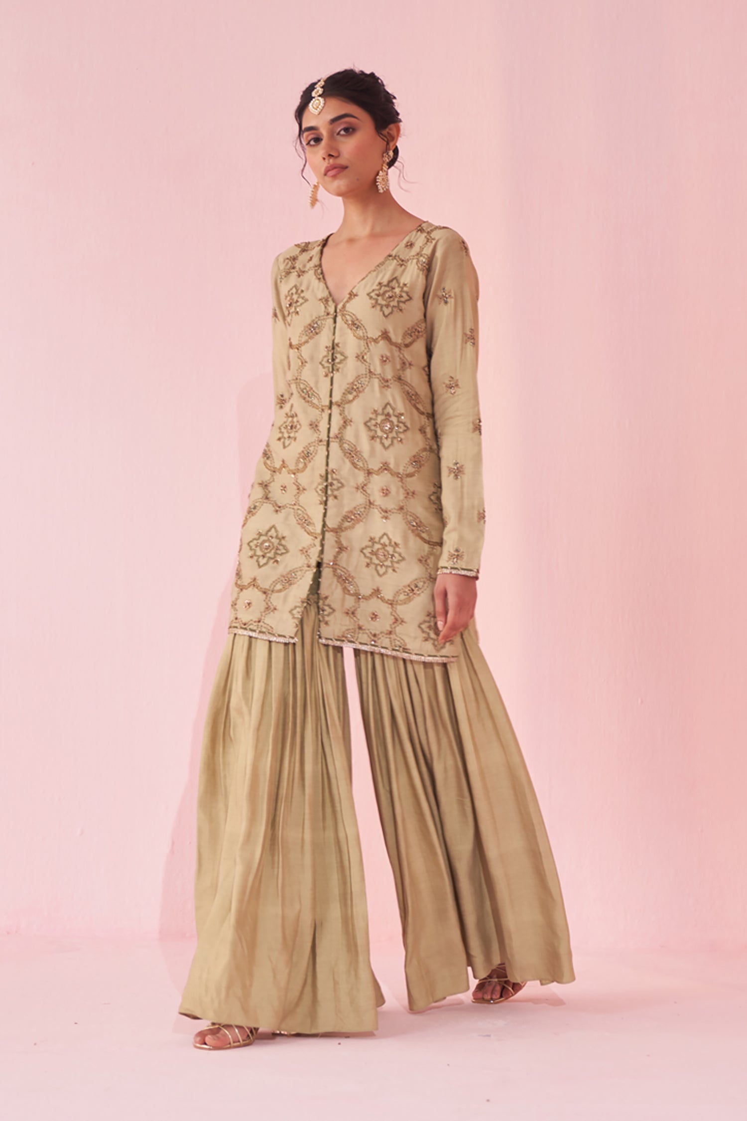 Gazal Green Sharara Set