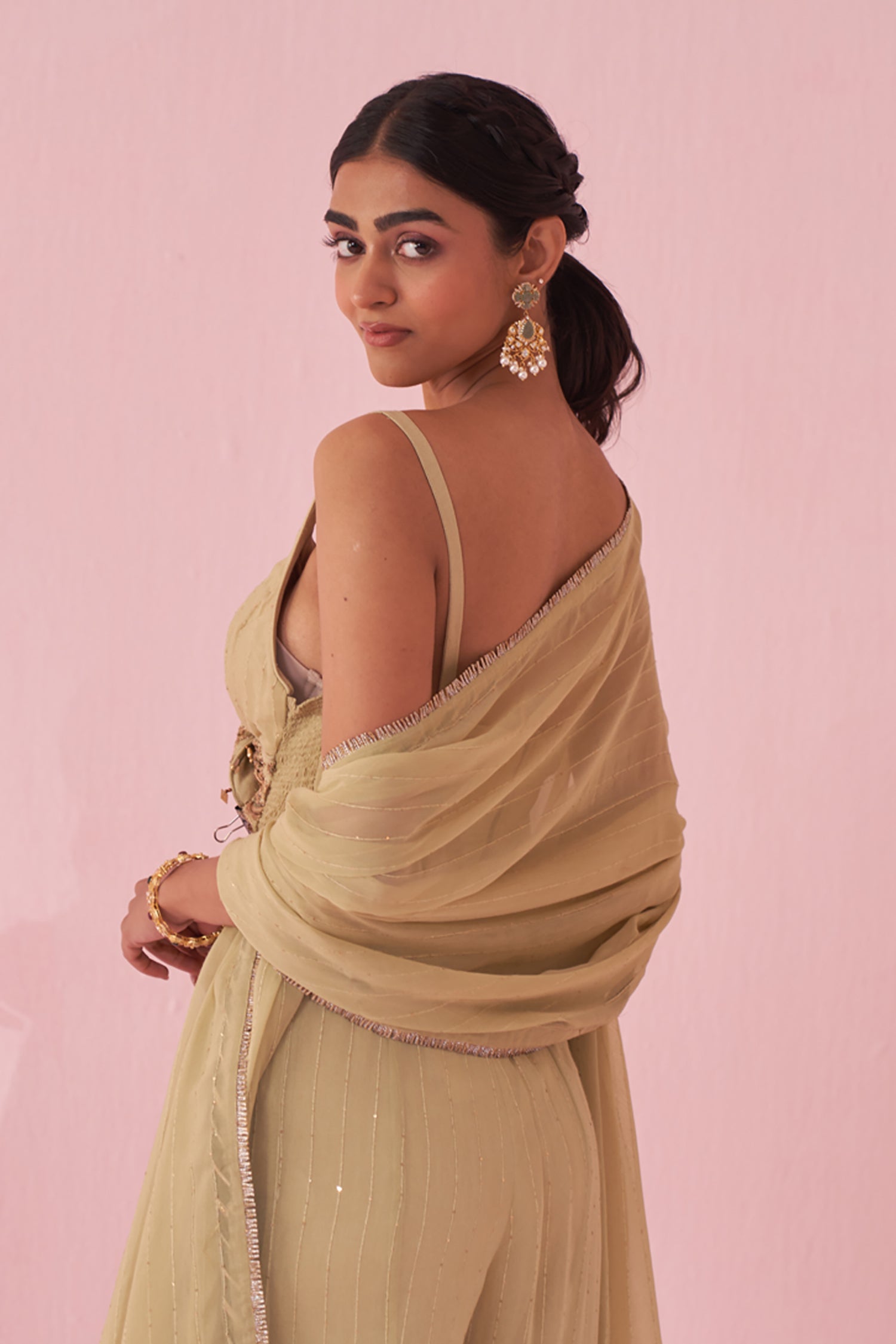 Gul Green Sharara Set