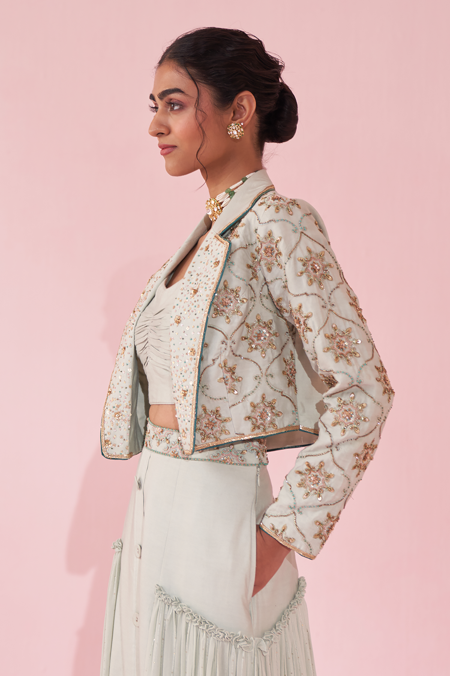 Gaarvi Ice Blue Lehenga Set