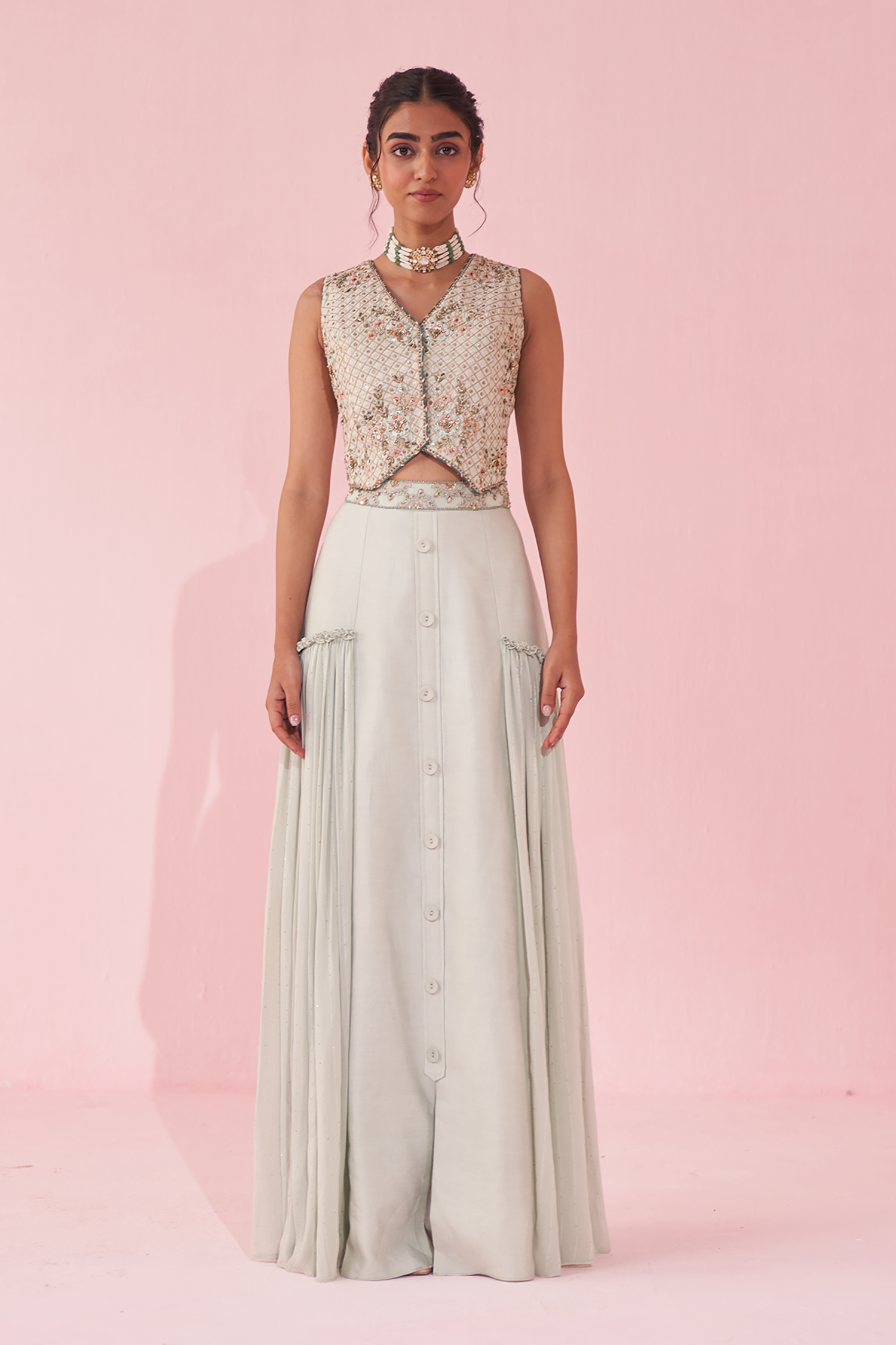 Gurnoor Ice Blue Sharara Set