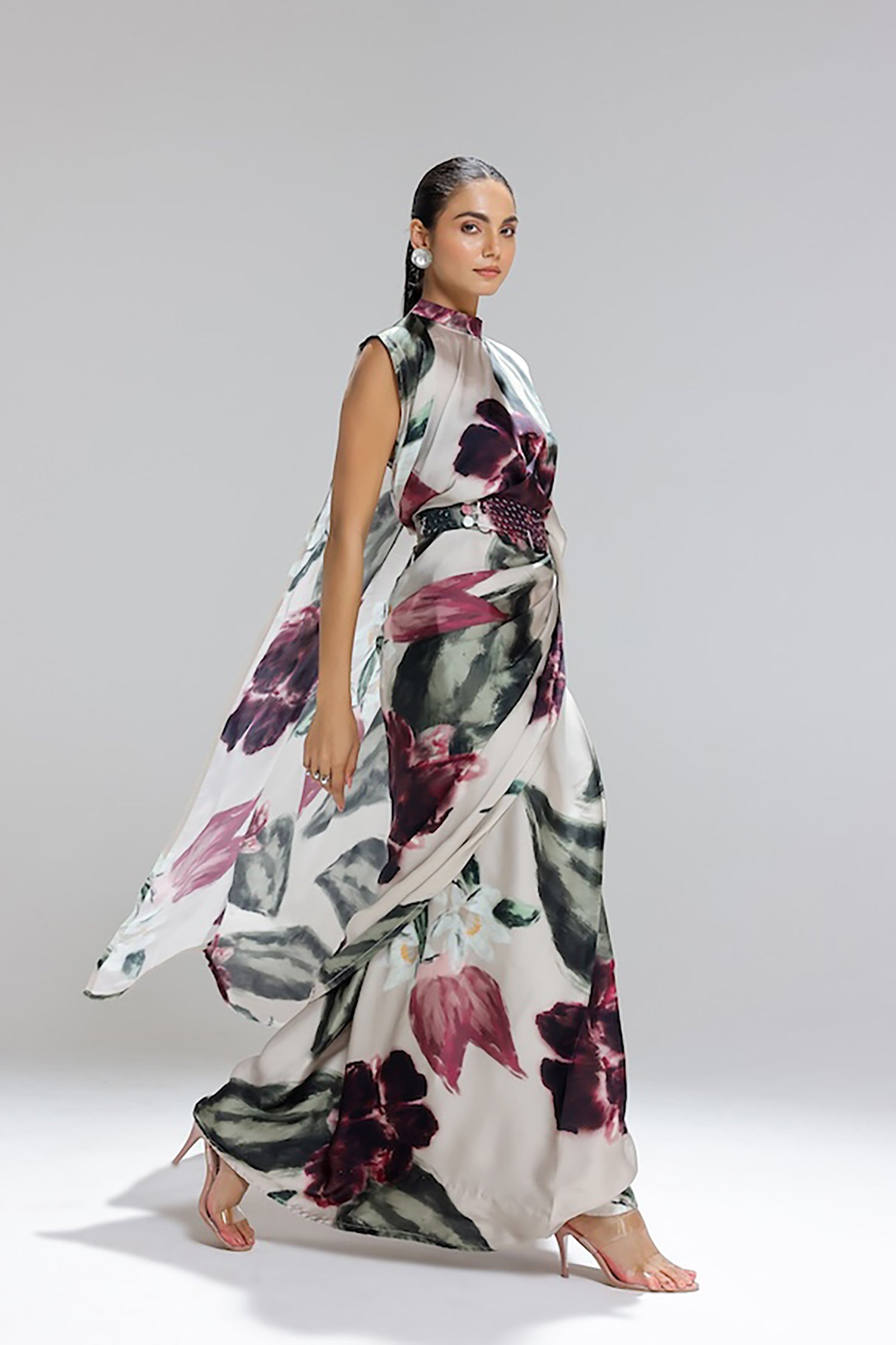 Ivy Gardenia Collar Pallu Saree