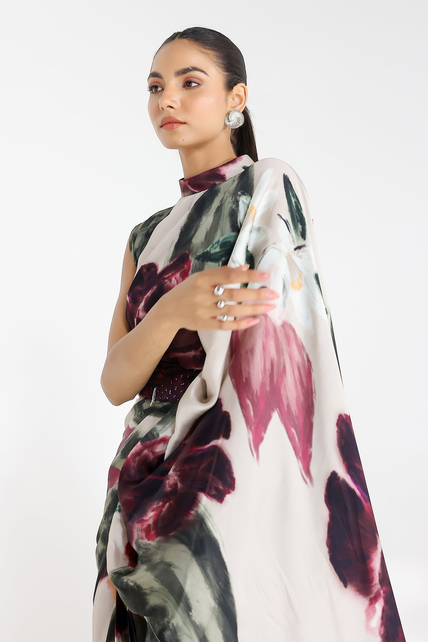 Ivy Gardenia Collar Pallu Saree