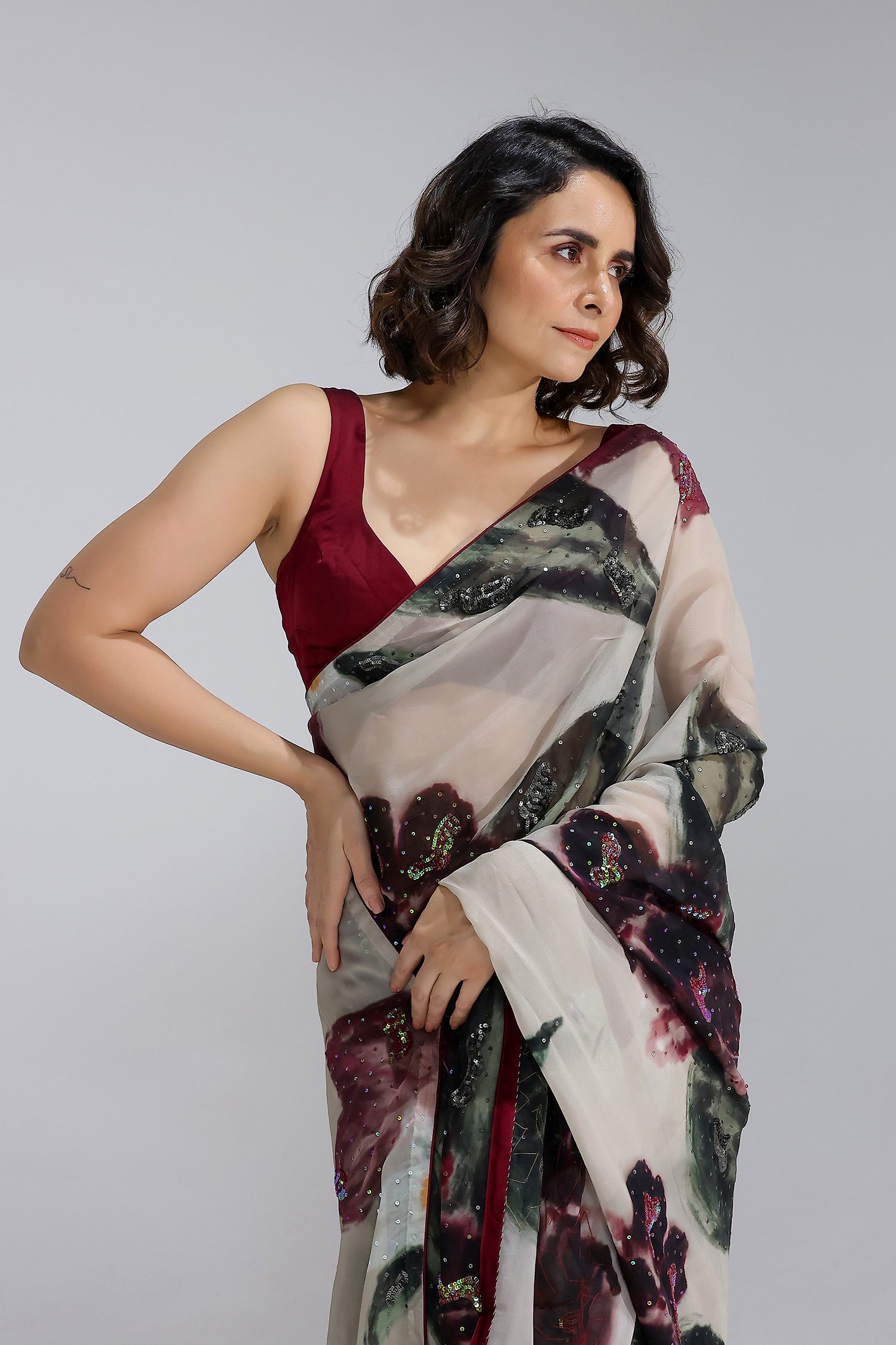 Ivy Gardenia Organza Saree