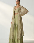 Nisha Green Cape Gharara Set