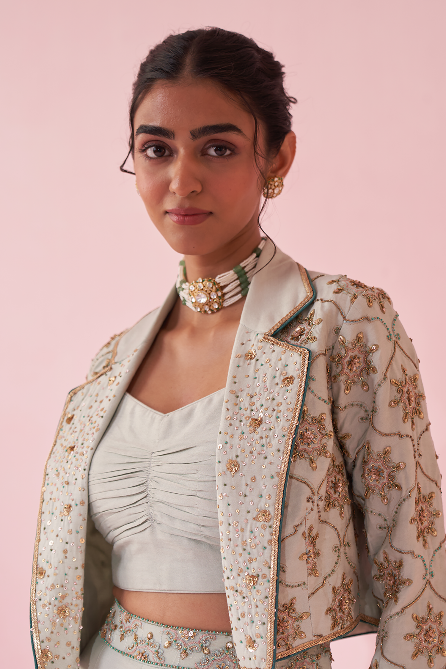 Gaarvi Ice Blue Lehenga Set