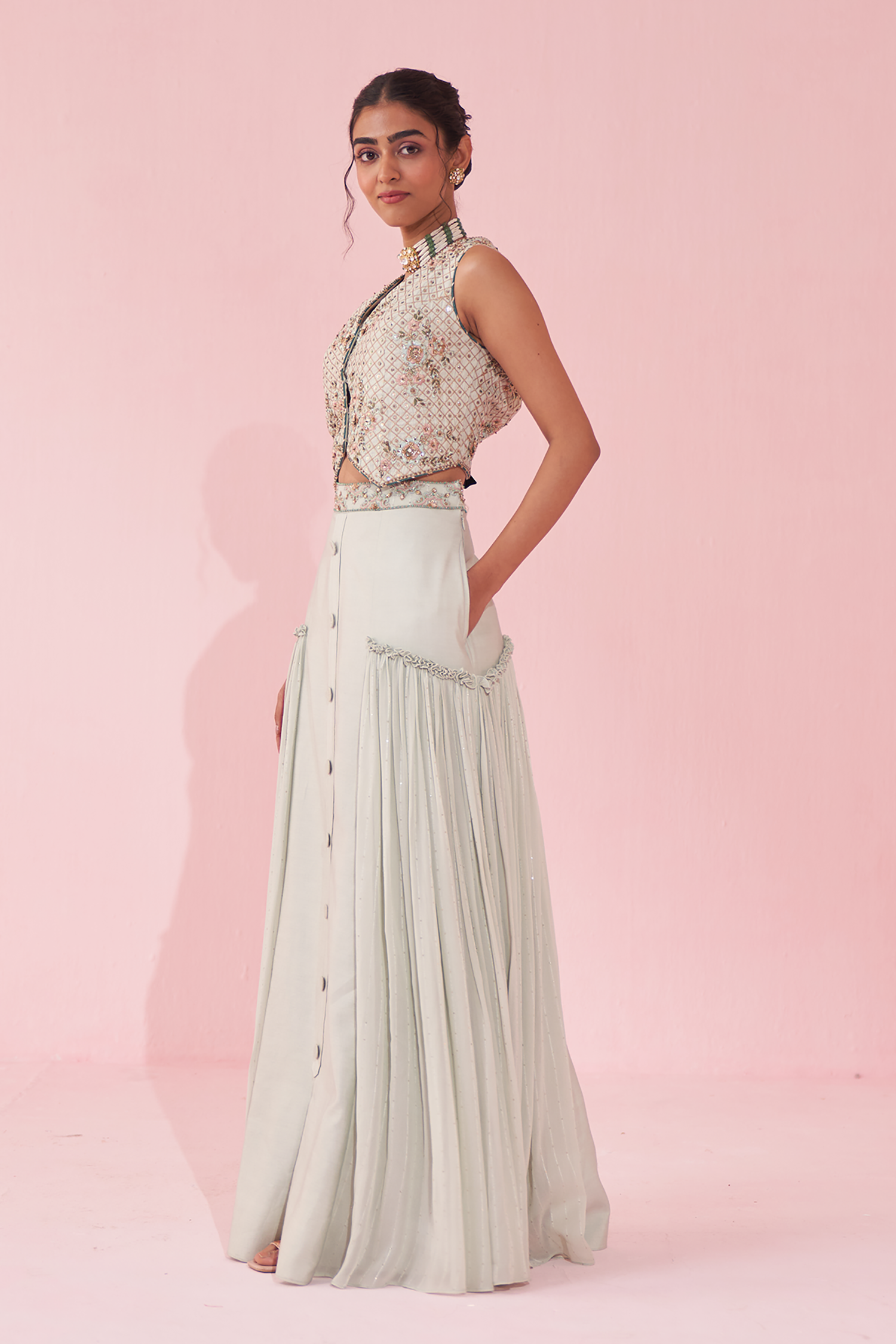 Gurnoor Ice Blue Sharara Set