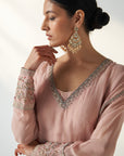 Pakhi Blush Pink Sheer Kurta Pant Set