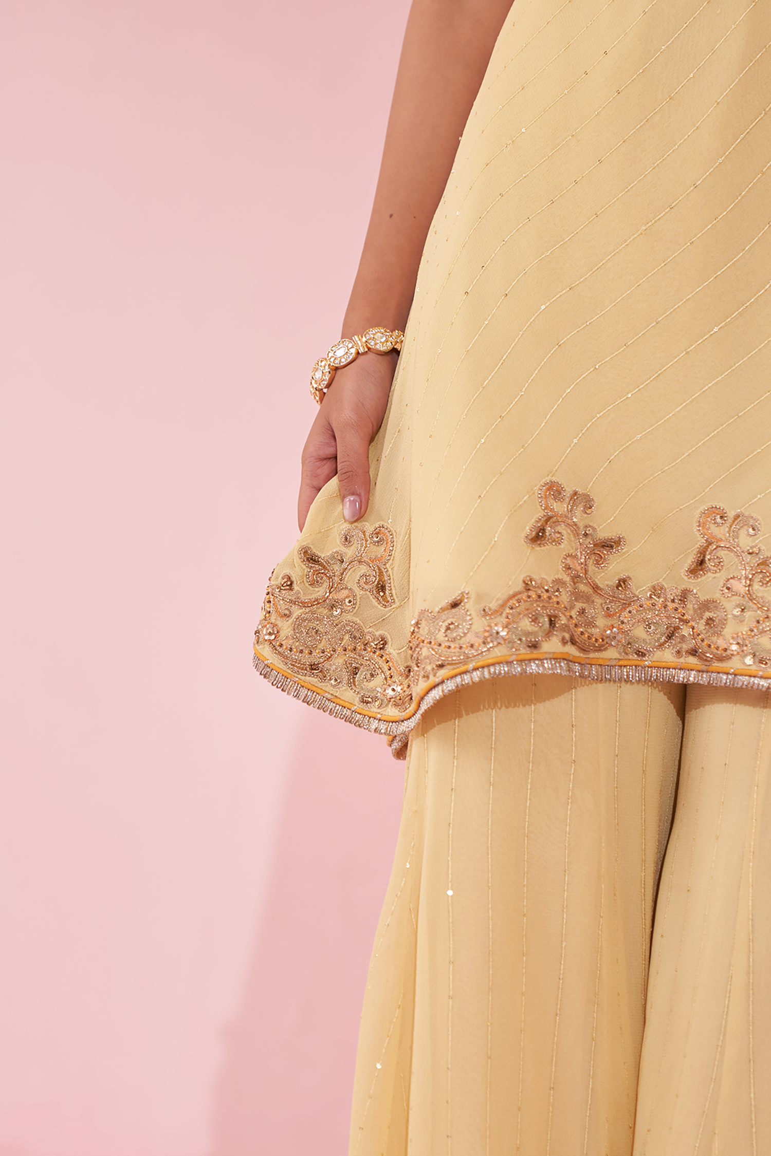 Genda Yellow Sharara Set