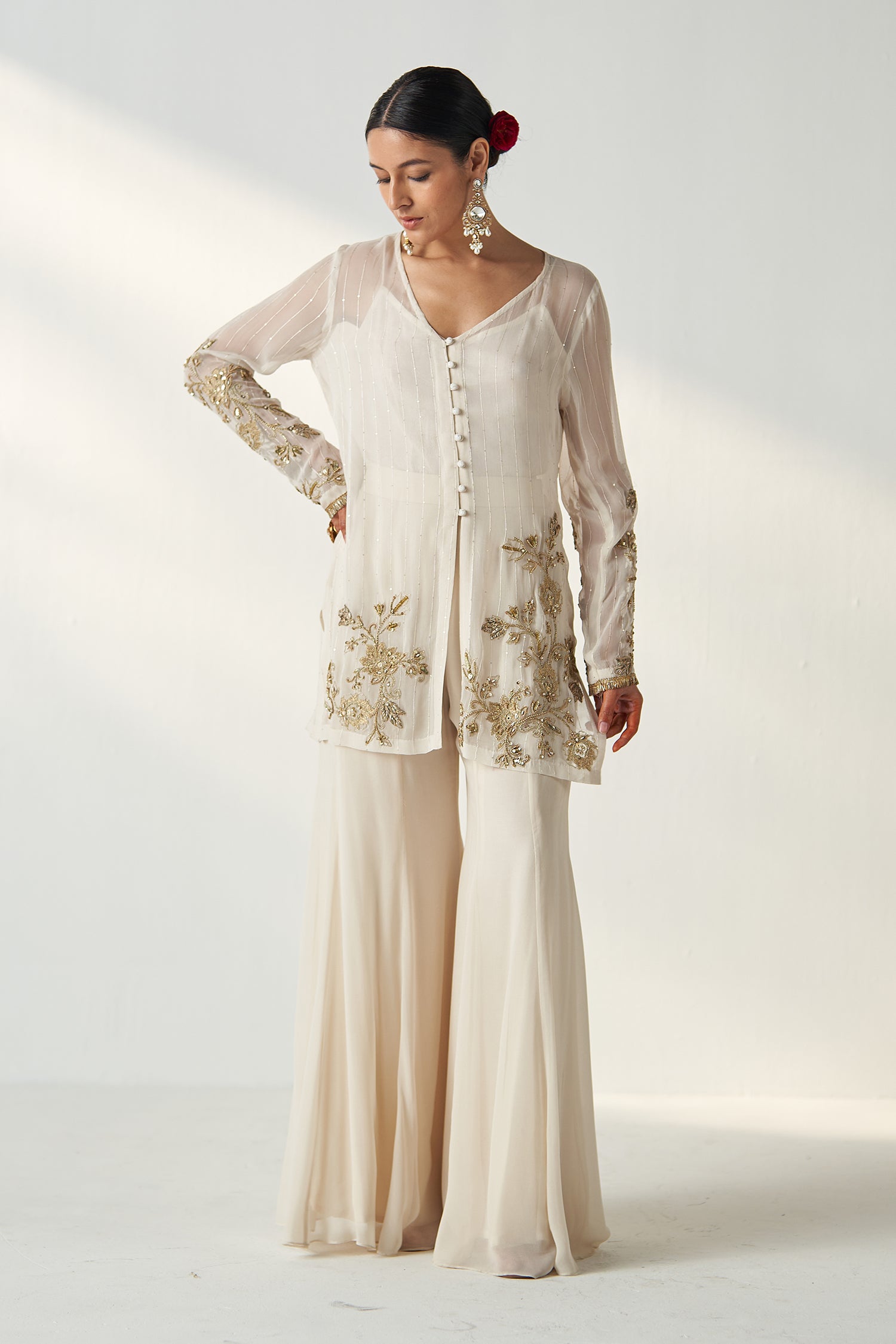 Tara Ivory Sharara Set
