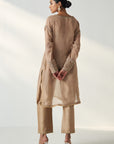Pakhi Fawn Sheer Kurta Pant Set