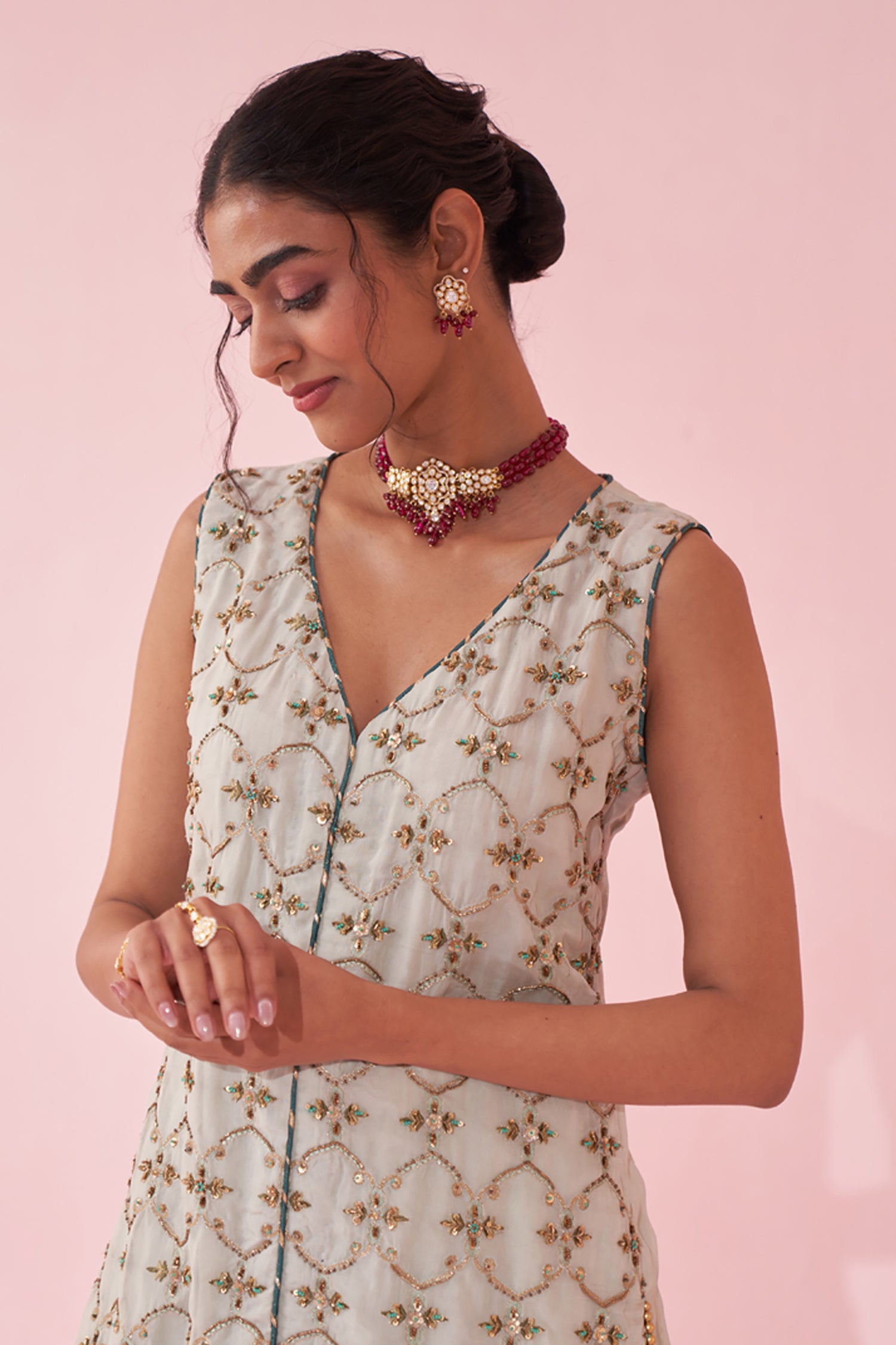 Ghaziya Ice Blue Sharara Set