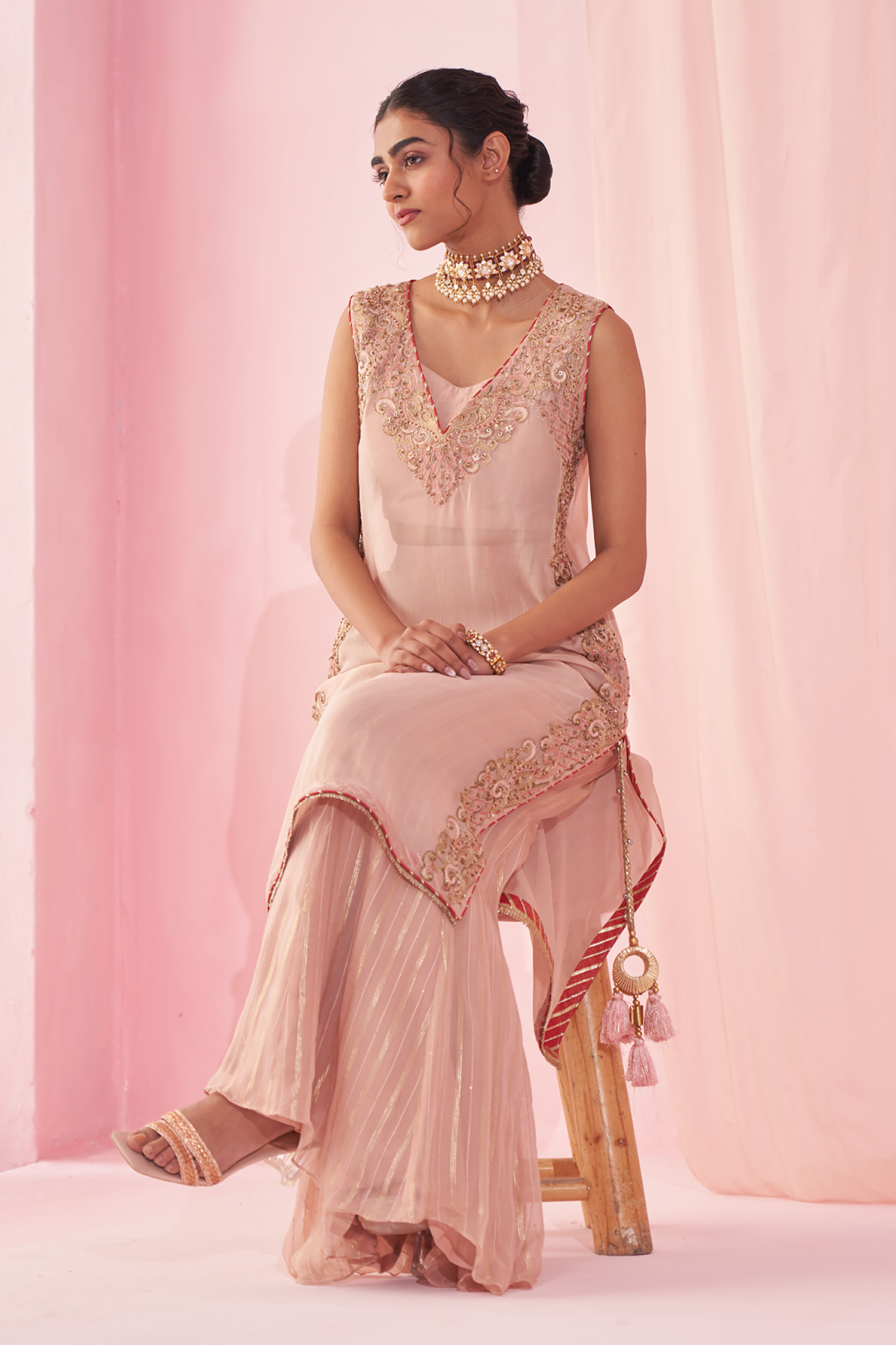 Geetika Blush Pink Sharara Set