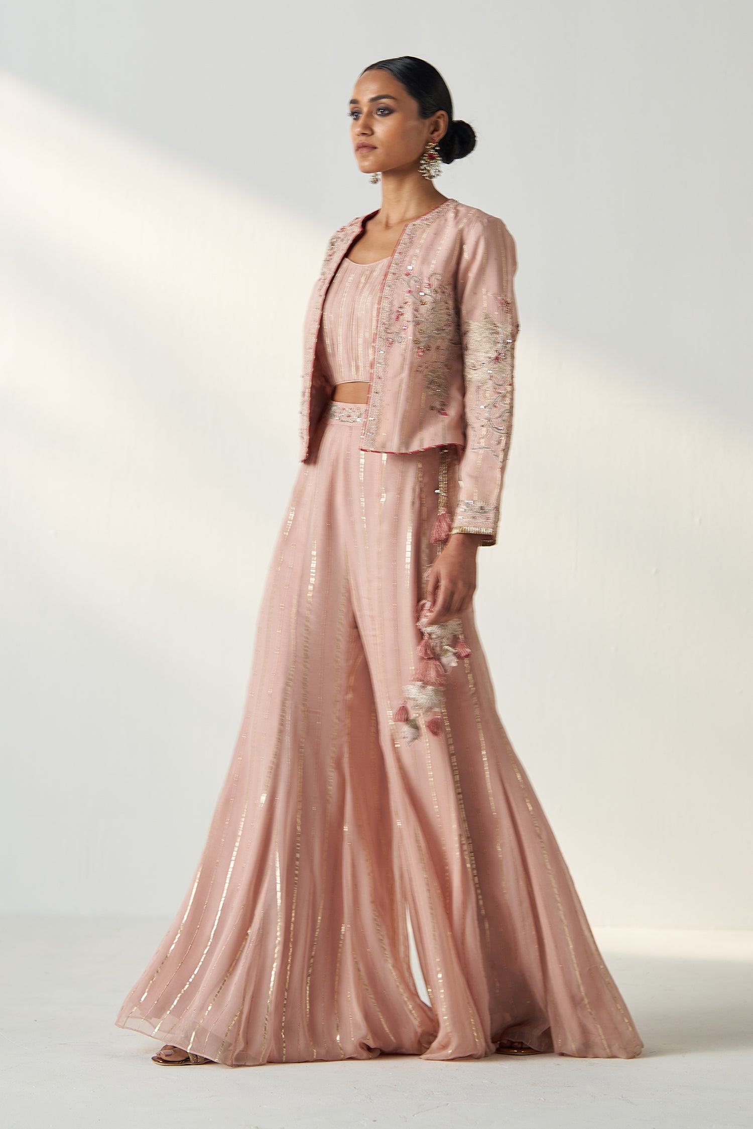 Sadhana Blush Pink Jacket Sharara Set