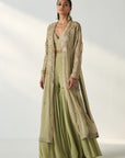 Nisha Green Cape Gharara Set