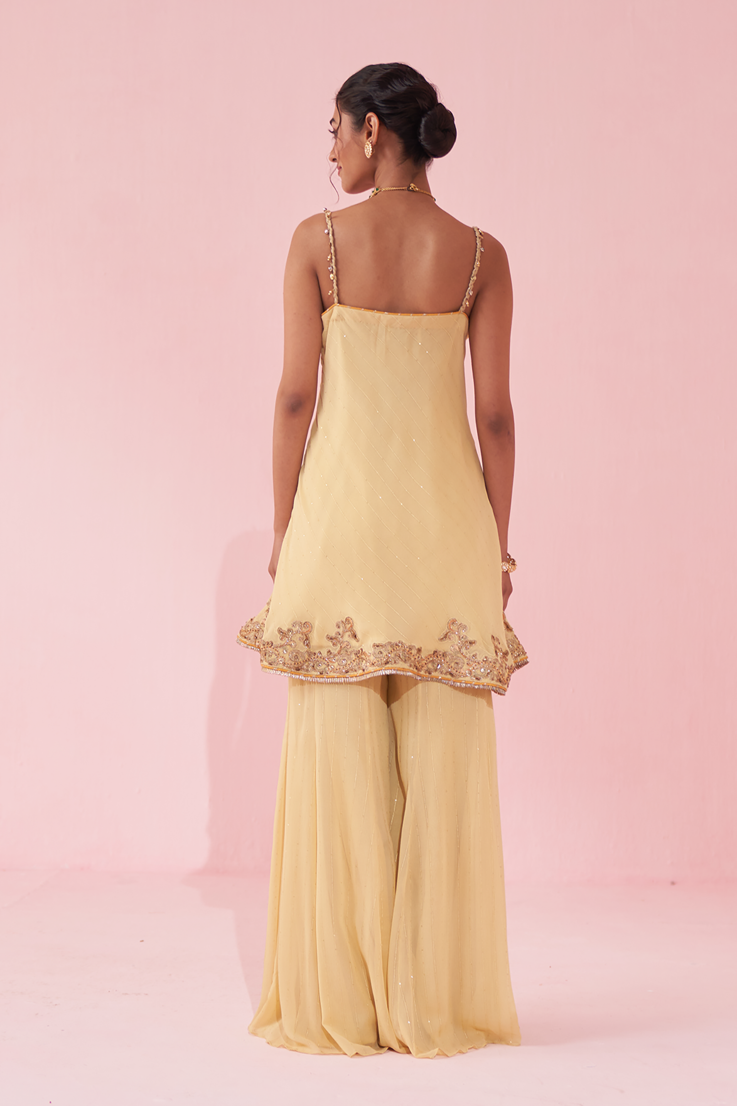 Genda Yellow Sharara Set